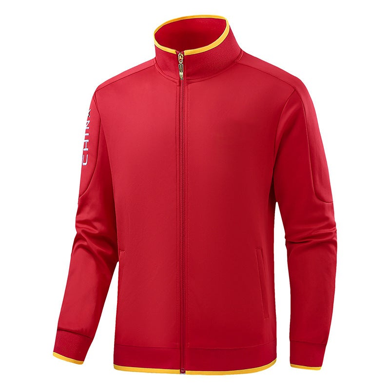 New Parent-Child Sports Jacket Men'S And Women'S Solid Color Collar Top Enterprise Group Clothing Printable Logo - Image 1